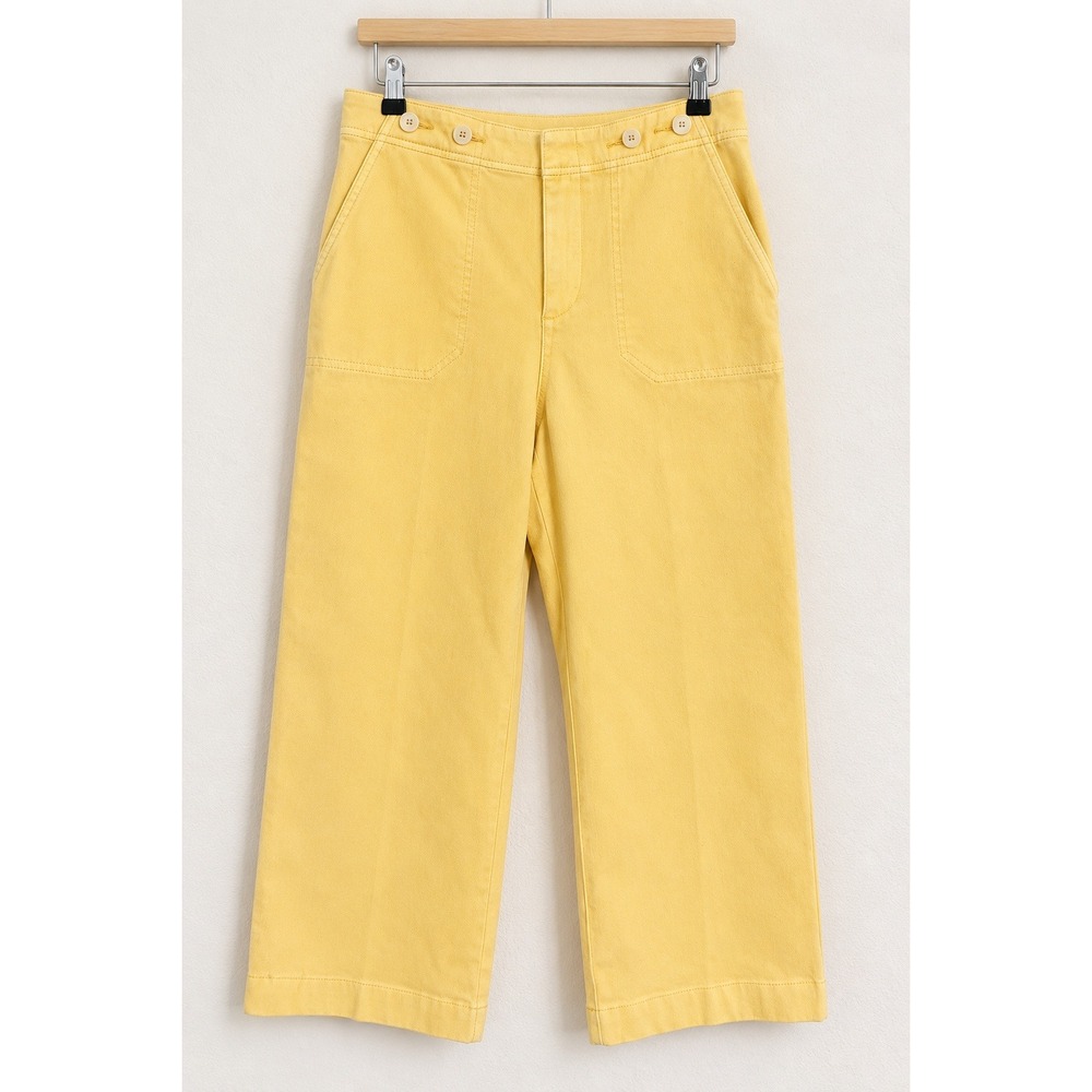 Talbots Crop Wide Leg‎ Jeans 8P Sunny Yellow Sailor Relaxed High Waist Denim